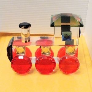 Crystal Oleg Cassini Train Engine Paperweight